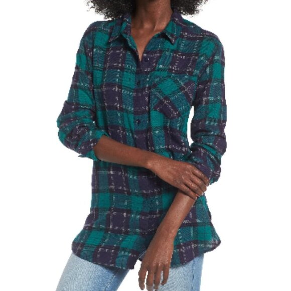 BP Plaid Cotton Shirt Great Condition Size S Green Alpine Plaid - Picture 1 of 3
